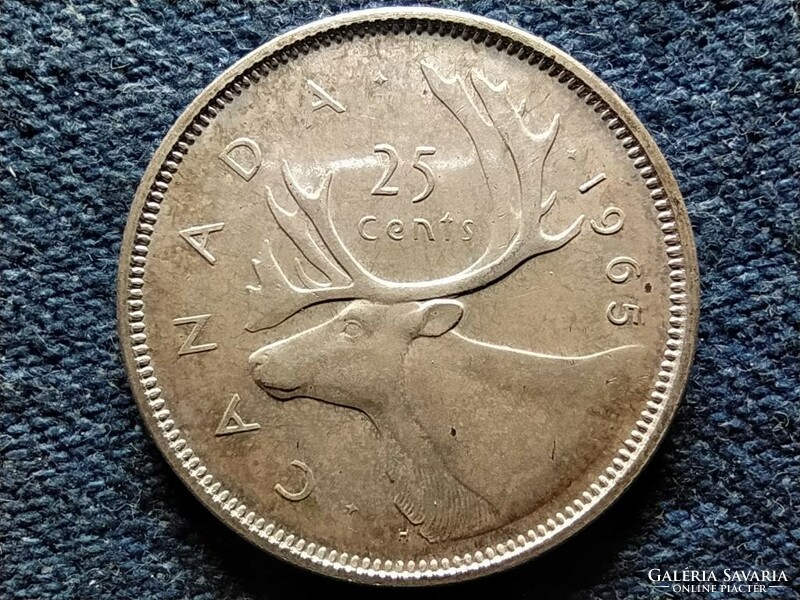 Canada ii. Elizabeth .800 Silver 25 cents 1965 (id50837)
