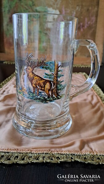 Glass jug deer motif