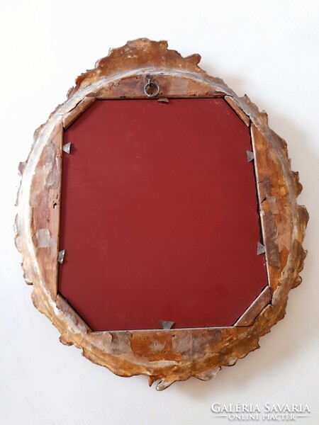 Nagyon szép antik ovális keret, tükör, 42 x 33 cm