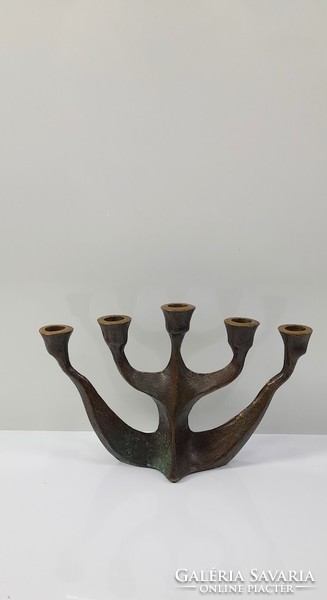 Brutalist bronze candle holder, Michael Harjes - 51476