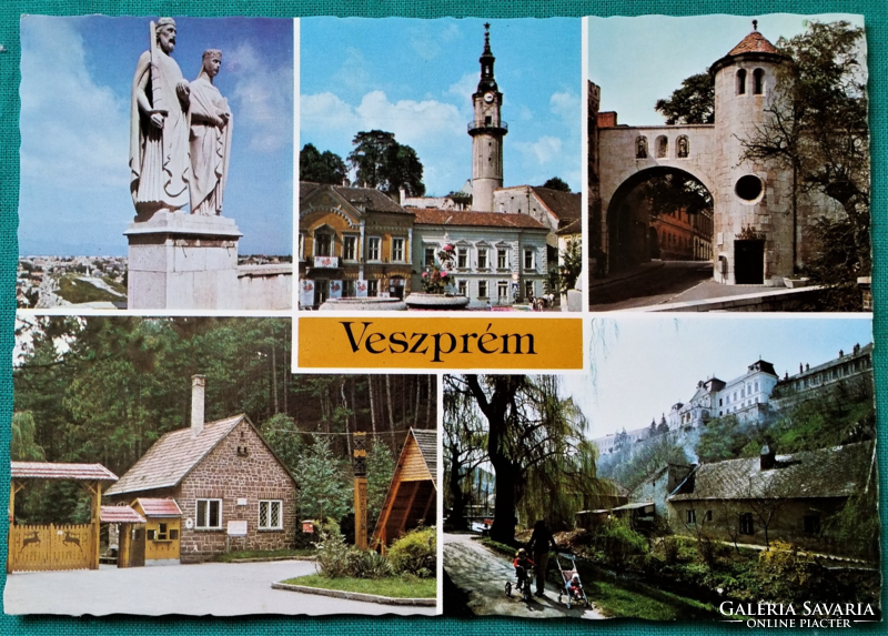 Veszprém, részletek, postatiszta képeslap, 1982
