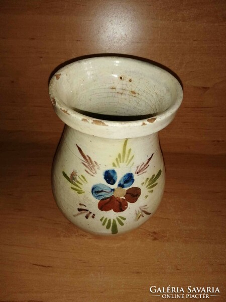 Antique flower-patterned glazed silk basket - 18.5 cm high (27/d)
