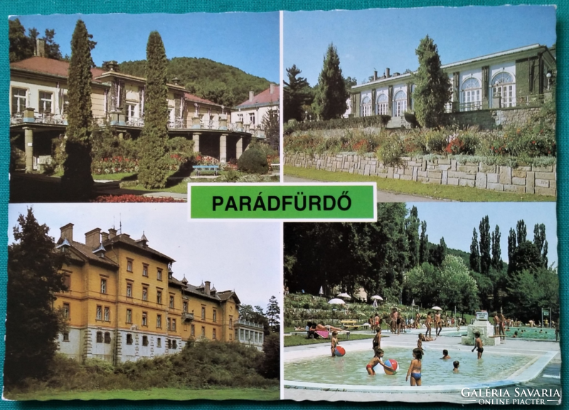 Parádfürdő, részletek, postatiszta képeslap, 1984