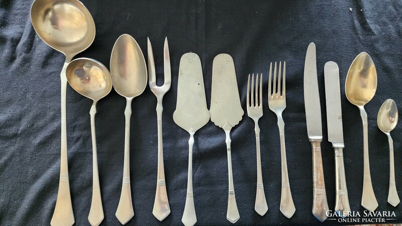 Art deco deco silver-plated cutlery set + 12-person storage box 1918