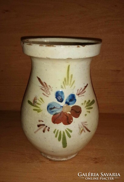 Antique flower-patterned glazed silk basket - 18.5 cm high (27/d)