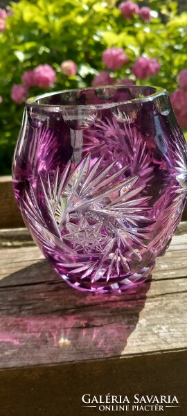 Hand polished rare amethyst purple crystal vase