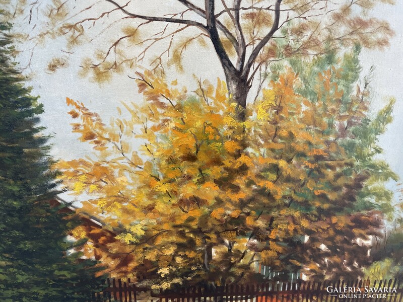 Lojos Schwer autumn garden landscape painting image