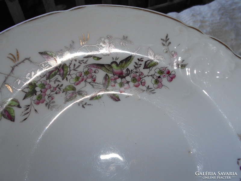 Nagy méretű ( madár virágzó ágon)  kézzel festett porcelán tányér