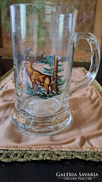 Glass jug deer motif