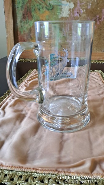 Glass jug deer motif