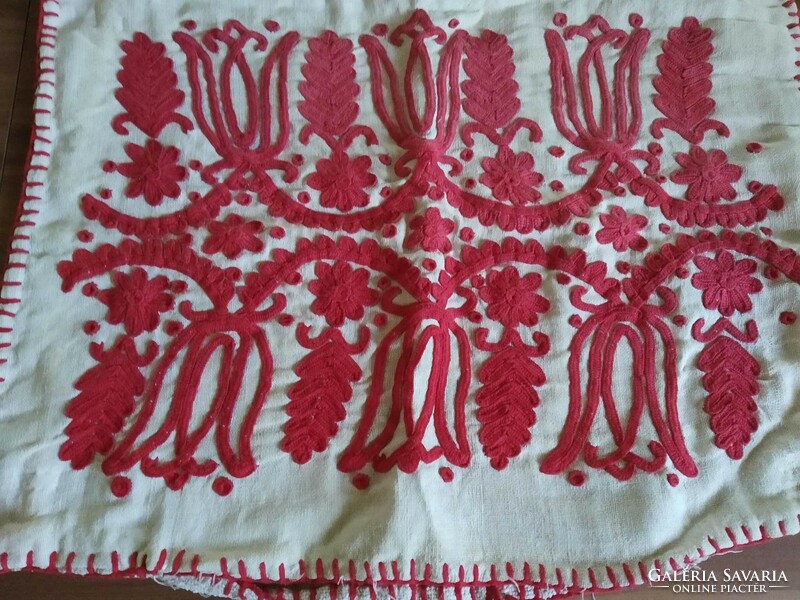 Kalotaszeg written pillow cover, red embroidery, size: 52 cm x 40 cm