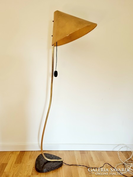 A rare mid-century floor lamp with a marble base