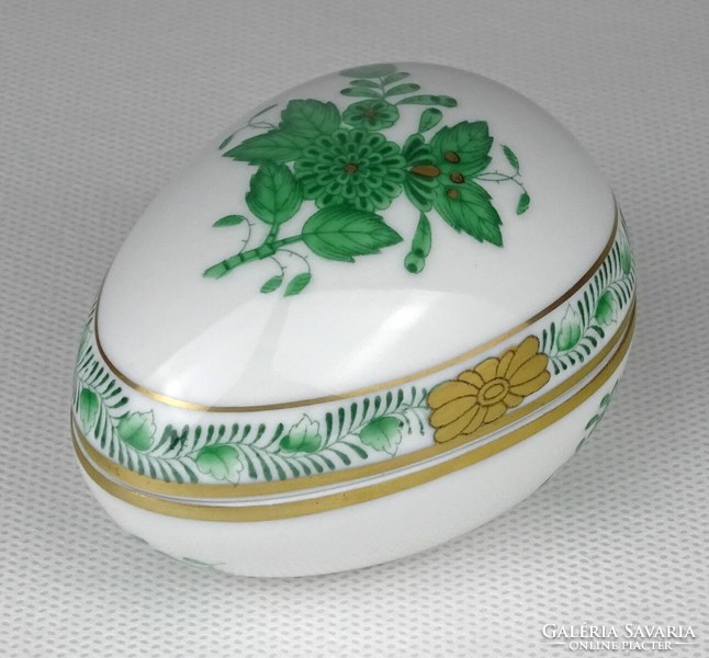 1N667 Zöld Apponyi mintás Herendi porcelán tojás