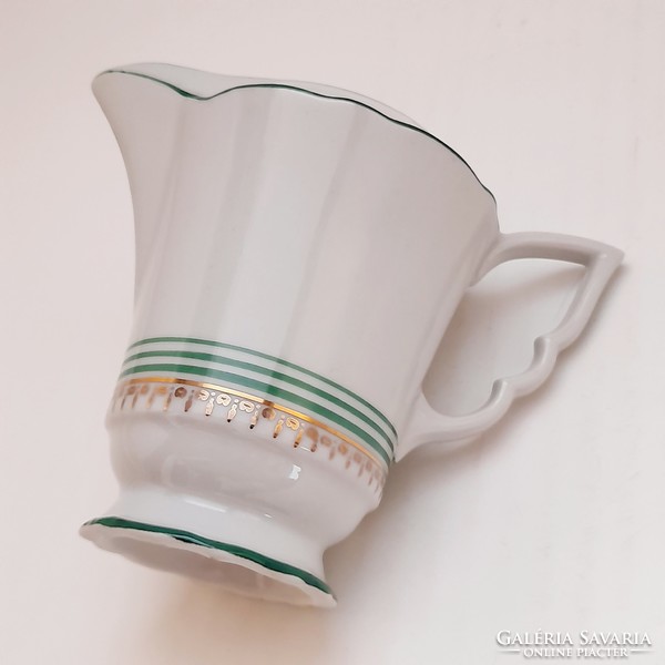 Zsolnay elf-eared tea set, with a rare green-gold pattern, flawless
