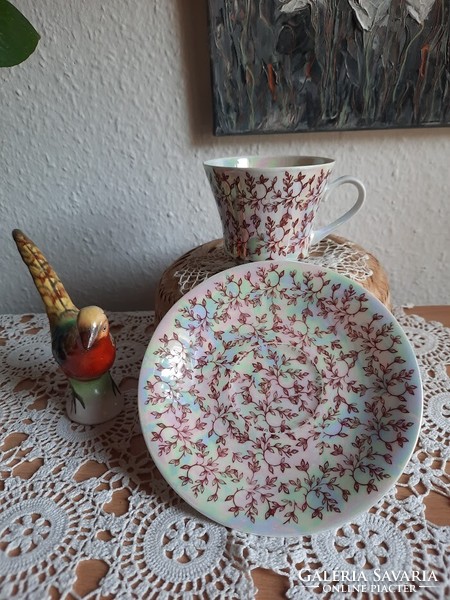 Weimar porcelain GDR German teacup set, with iridescent glaze, unglazed