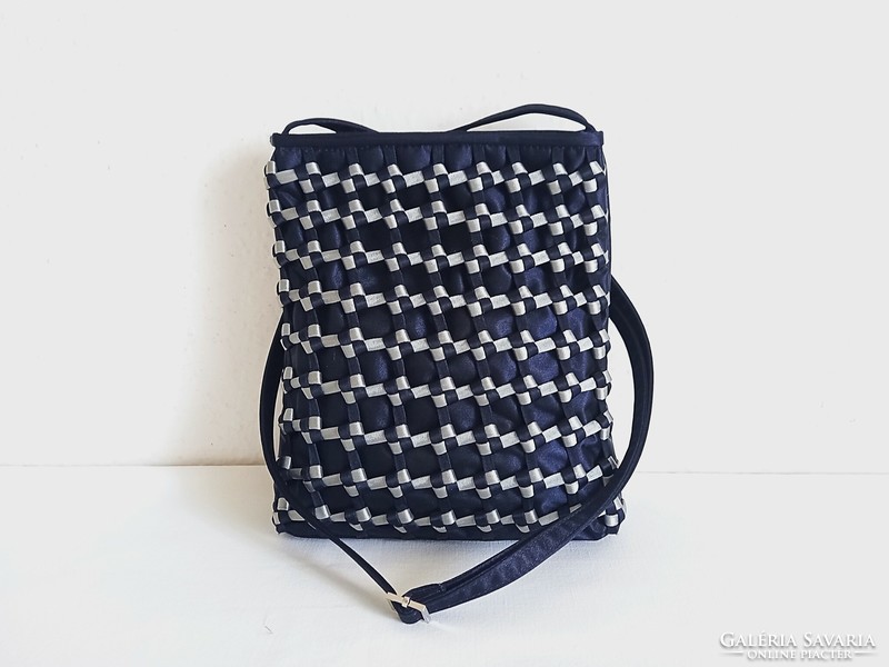 Új kék női táska kék-ezüst színű fonott mintával, válltáska