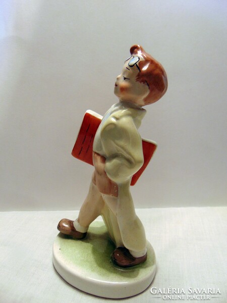 Rare, old, marked Büv ceramic scientist boy figure