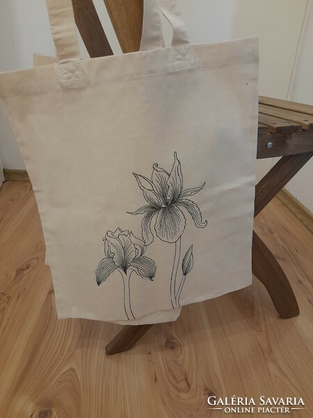 Irises. ~ Painted canvas bag