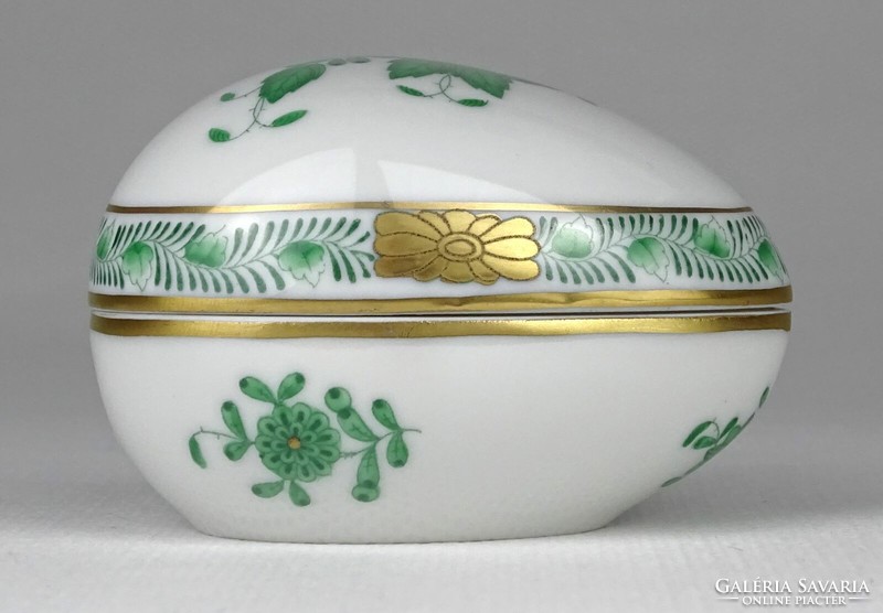 1N667 Herend porcelain egg with green Appony pattern