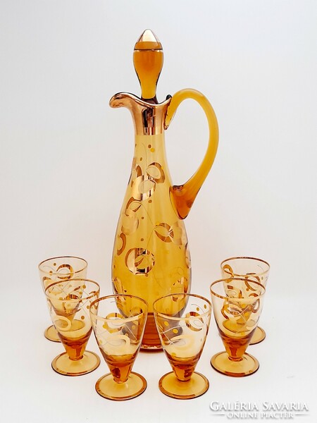 Bohemia Glass Czechoslovakia  üveg italos készlet, likőrös készlet