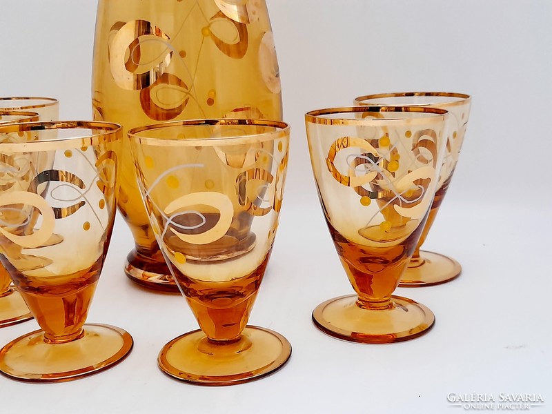 Bohemia Glass Czechoslovakia  üveg italos készlet, likőrös készlet