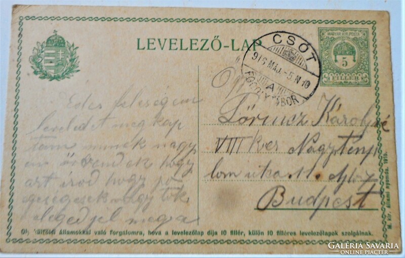 Levelezőlap Csót, Fogolytábor (1916)