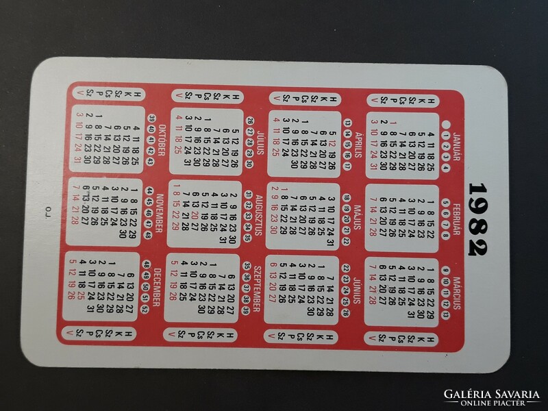 Card calendar 1982 - daily radio television programs diary with inscriptions retro, old pocket calendar