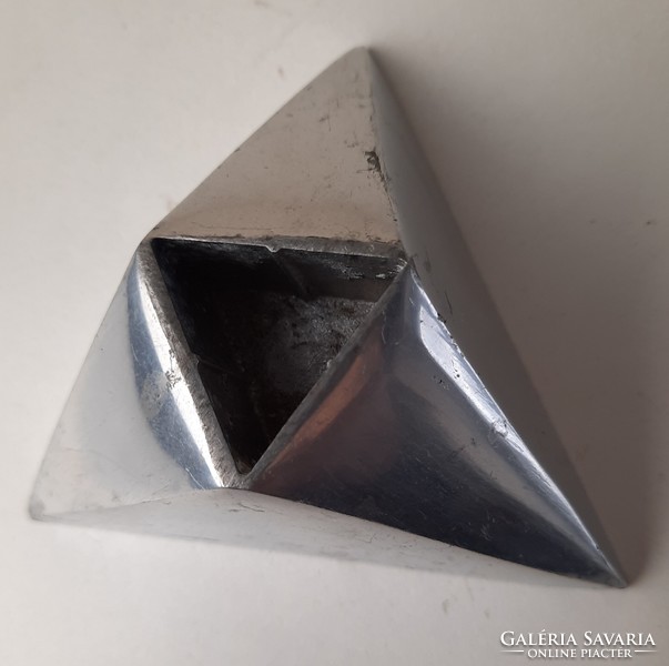 Vintage aluminum candle holder, interesting prism shape