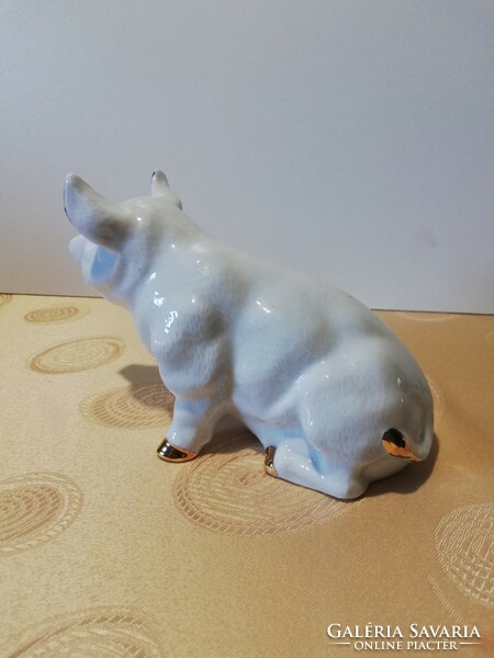Charming pig figure, painted white and gold
