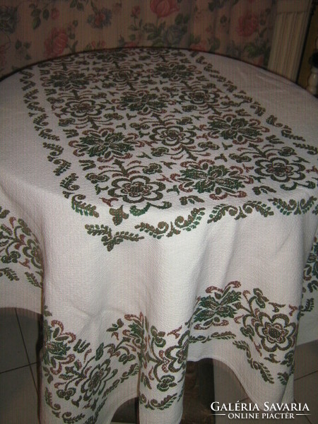 Beautiful vintage floral woven tablecloth
