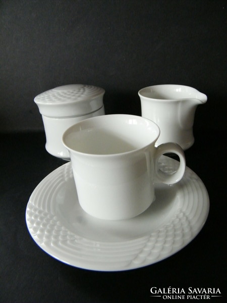 Hutschenreuther Scala fehér porcelán 1 személyes kávés csésze aljjal, tejszín- és cukortartóval