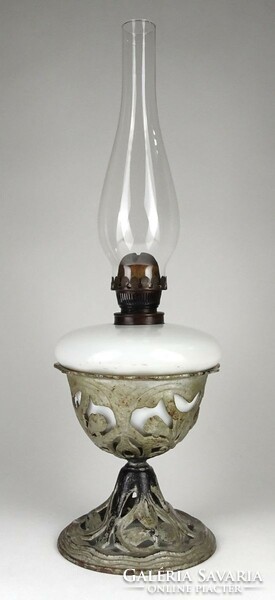 1N504 antique Art Nouveau cast iron kerosene lamp 47.5 Cm