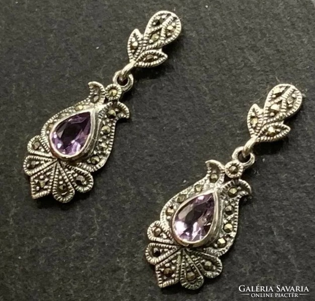 Fabulous amethyst gemstone sterling silver /925/ earrings--new