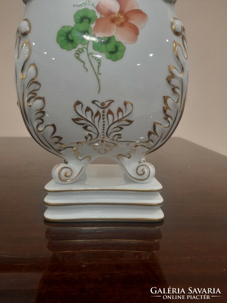 Herend porcelain accordion vase with flower pattern