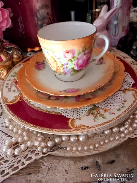 Wonderful English fine porcelain tea and coffee trio