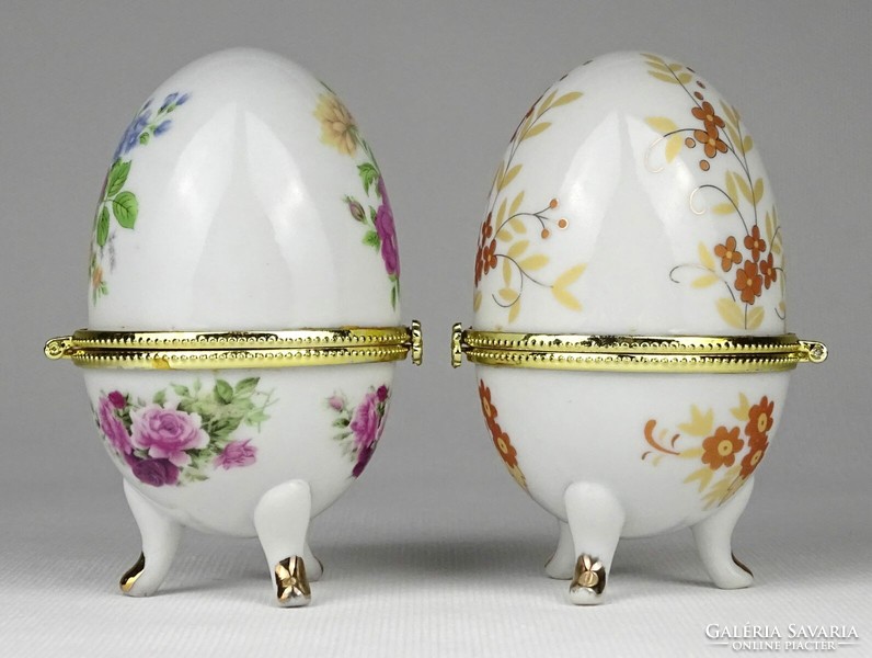 1N521 large porcelain egg bonbonier pair 9.5 Cm