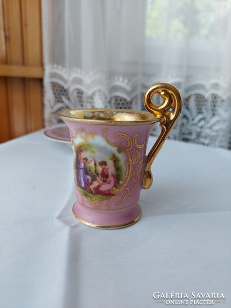 Antique Altwien hand-painted baroque-classicist chocolate coffee cup with bottom