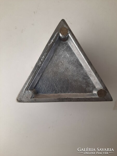 Vintage aluminum candle holder, interesting prism shape