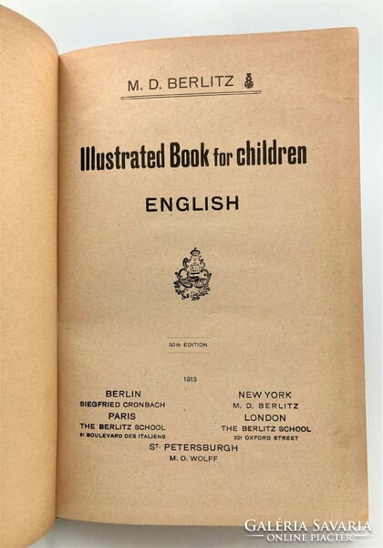 Berlitz antik illusztrált angol nyelvkönyv 1913-ból