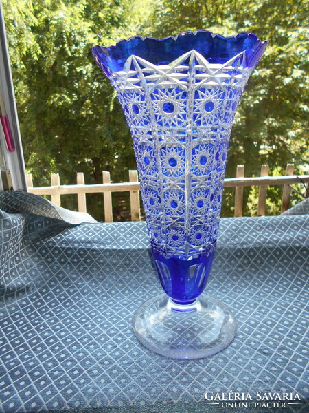 Ajkai nagy méretű (30 cm)  kobalt kék kristály  váza-