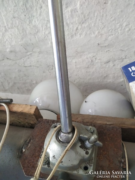 Workshop, technician lamp, desk lamp, from the 1950s, silver color, vinyl switch