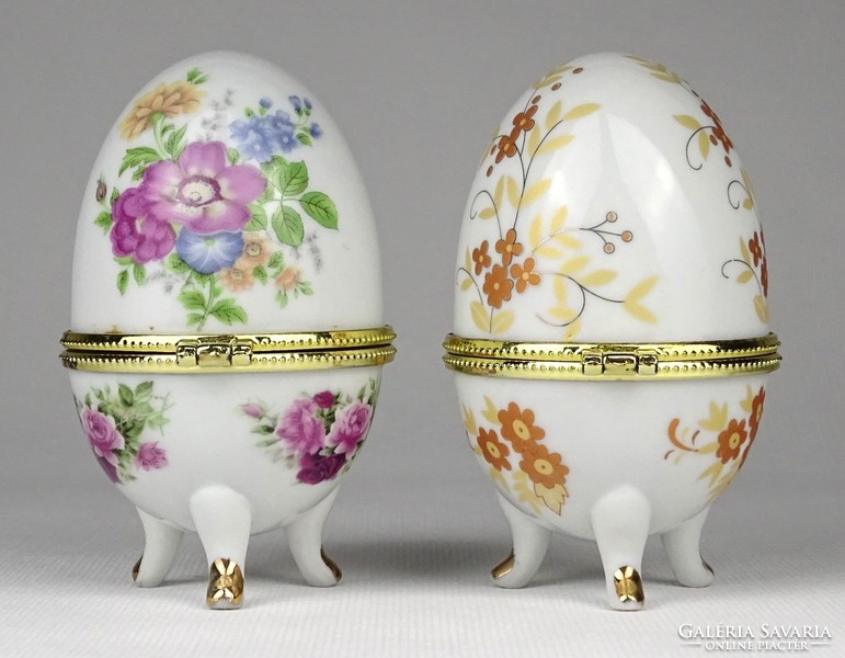 1N521 Nagyméretű porcelán tojás bonbonier pár 9.5 cm