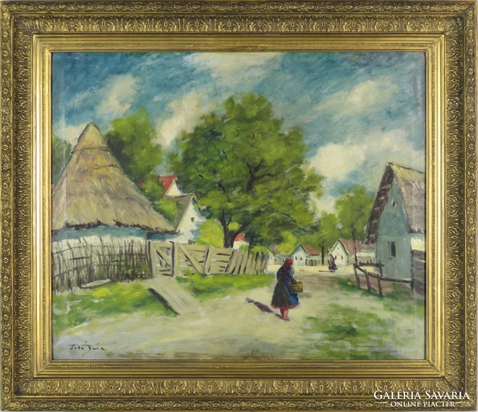 Hungarian artist marked Tóth: village street