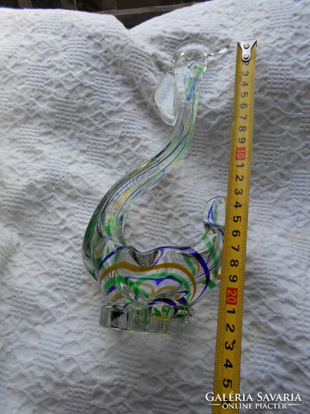 Muranoi  több színű   üveg kakas figura- Édességkínáló