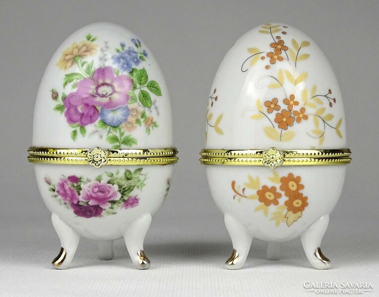 1N521 large porcelain egg bonbonier pair 9.5 Cm