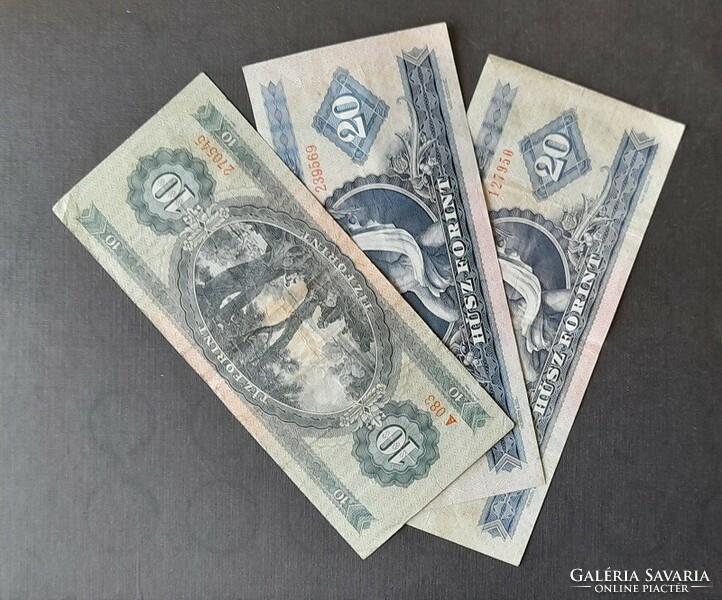 10 forint 1962 * 20 forint 1969-1975 (3 db)