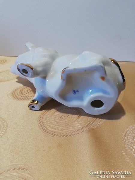 Charming pig figure, painted white and gold