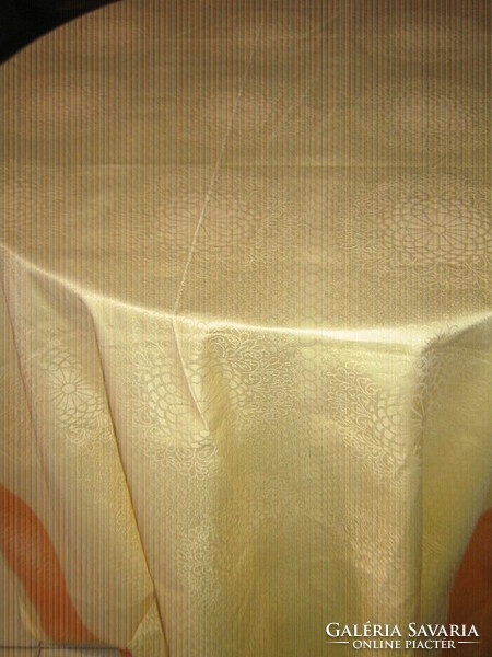 Beautiful, elegant, golden yellow-orange floral damask tablecloth, new