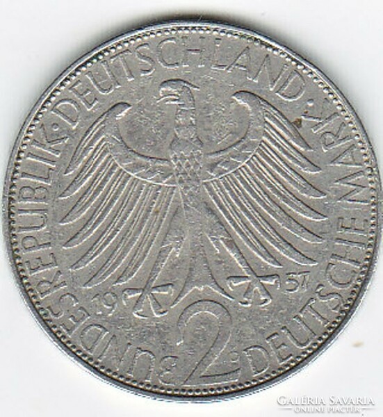 German Torszá 2 mark commemorative coin / max planck / 1957 fi
