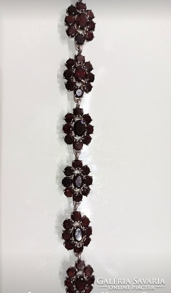 Antique Czech garnet stone 925 silver bracelet, bracelet